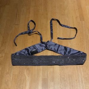 ⚠️ 2/$5 - NY & Co Beaded Fabric Belt with Ties, L/XL